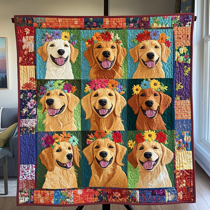 Happy Floral Golden XR2709032CL Quilt