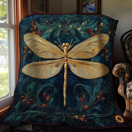 Abstract Gold Dragonfly WY0312016CL Quilt