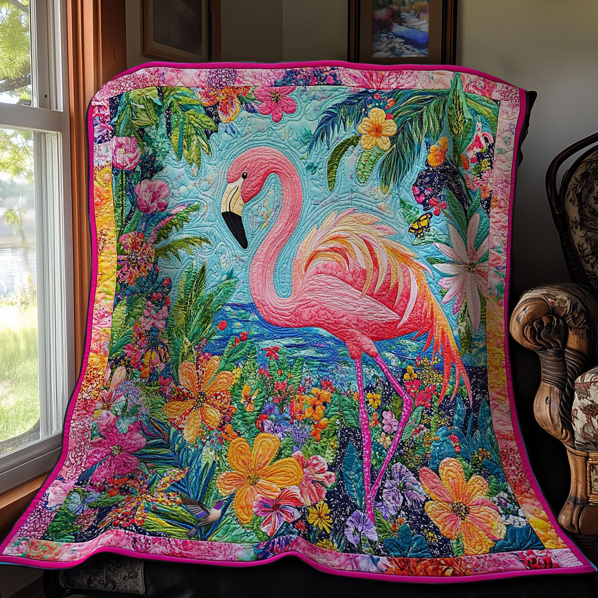 Flower Flamingo WY1211019CL Quilt