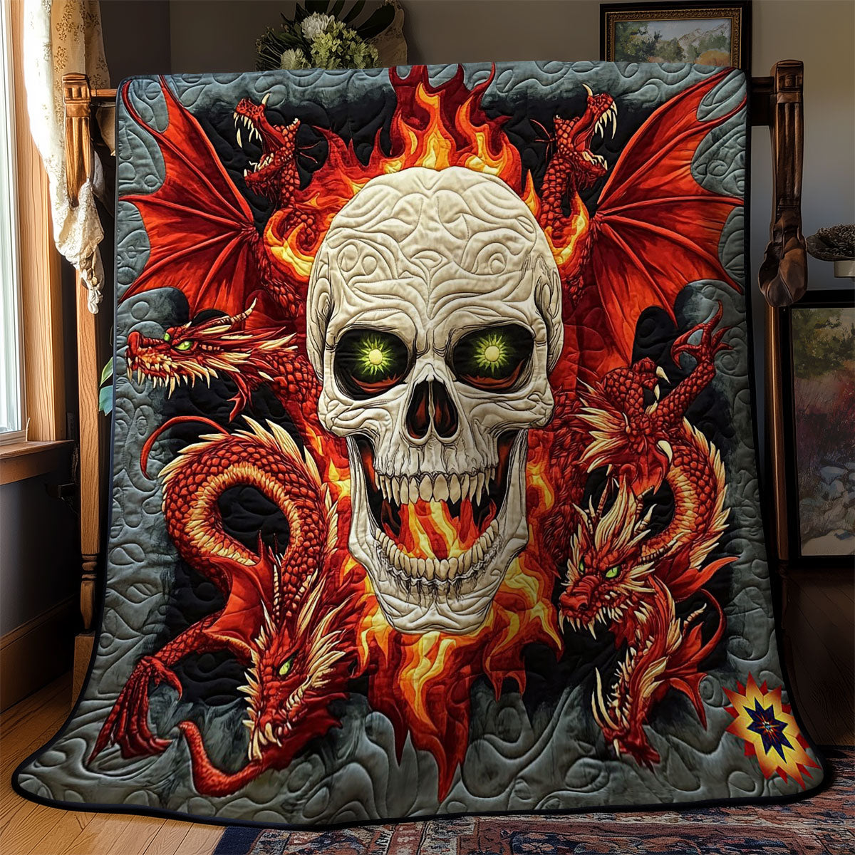 Fire Dragon Skull WY0512032CL Quilt
