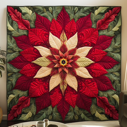 Red Poinsetti XR0110005CL Quilt