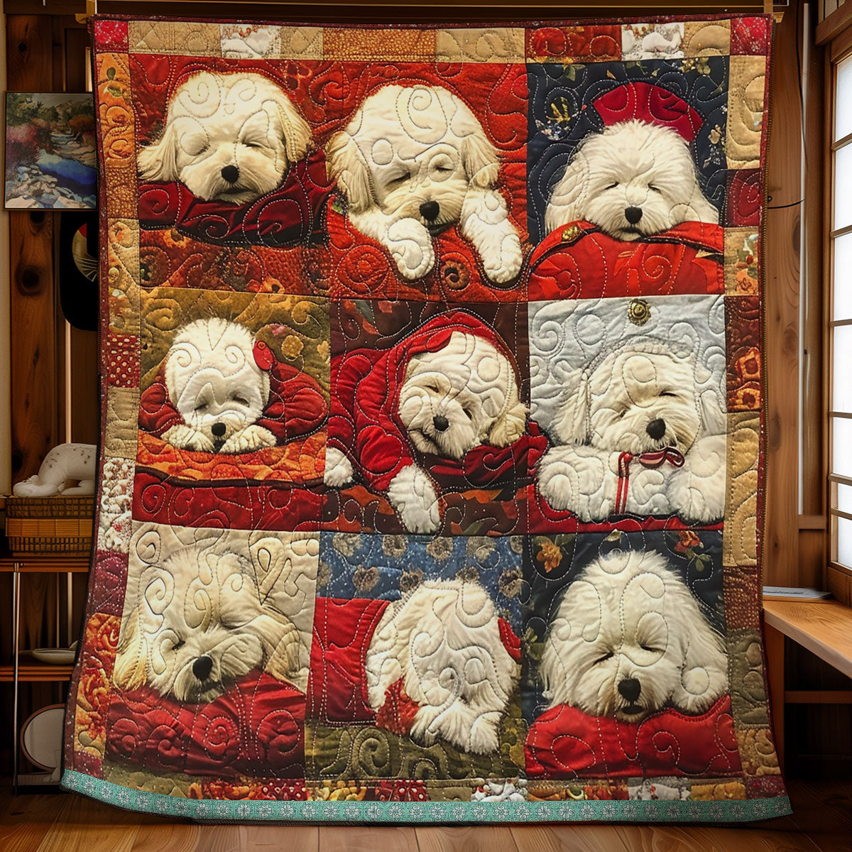 Bichon Frise Sleeping WN1209071CL Quilt