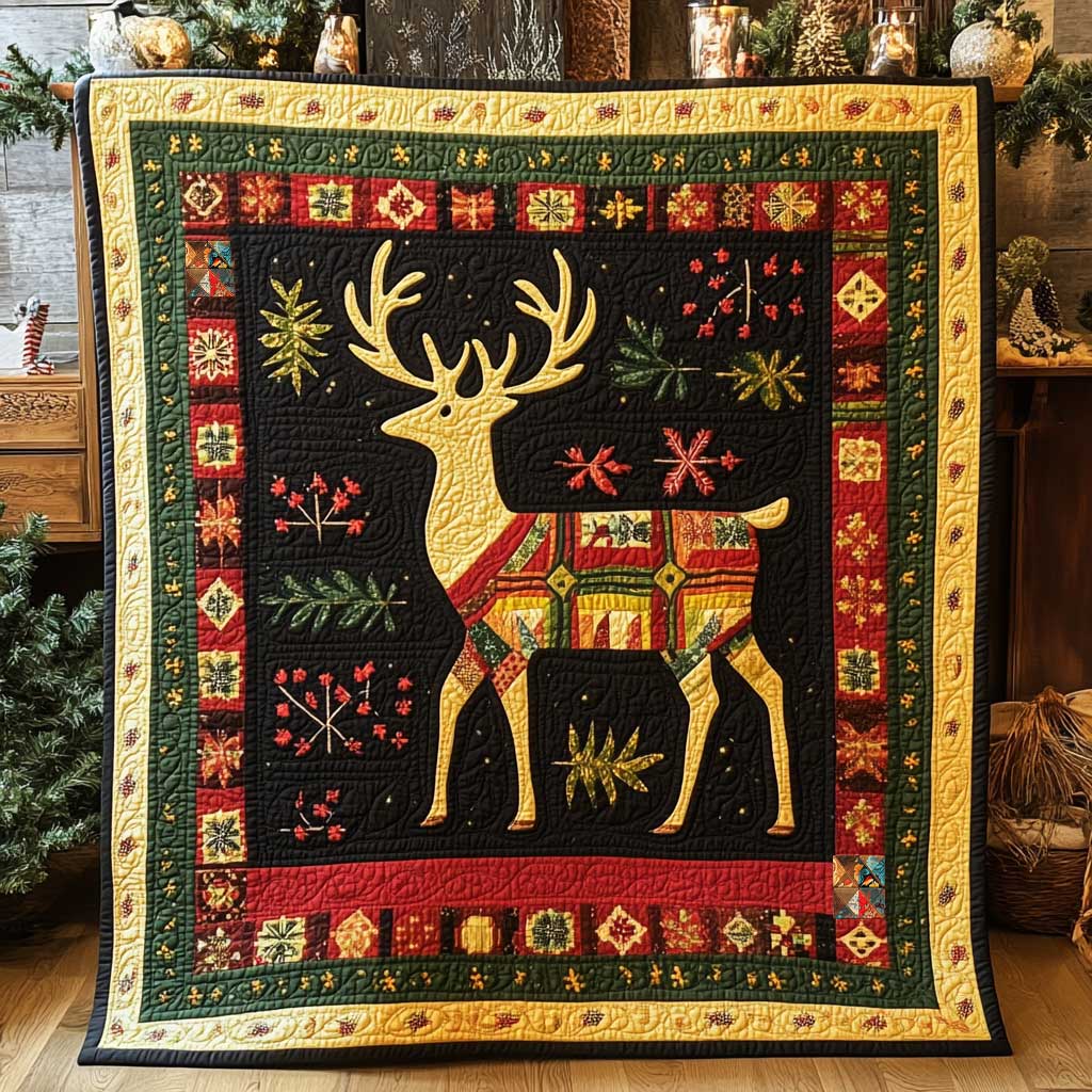 Reindeer Amish Style Christmas WP1211020CL Quilt