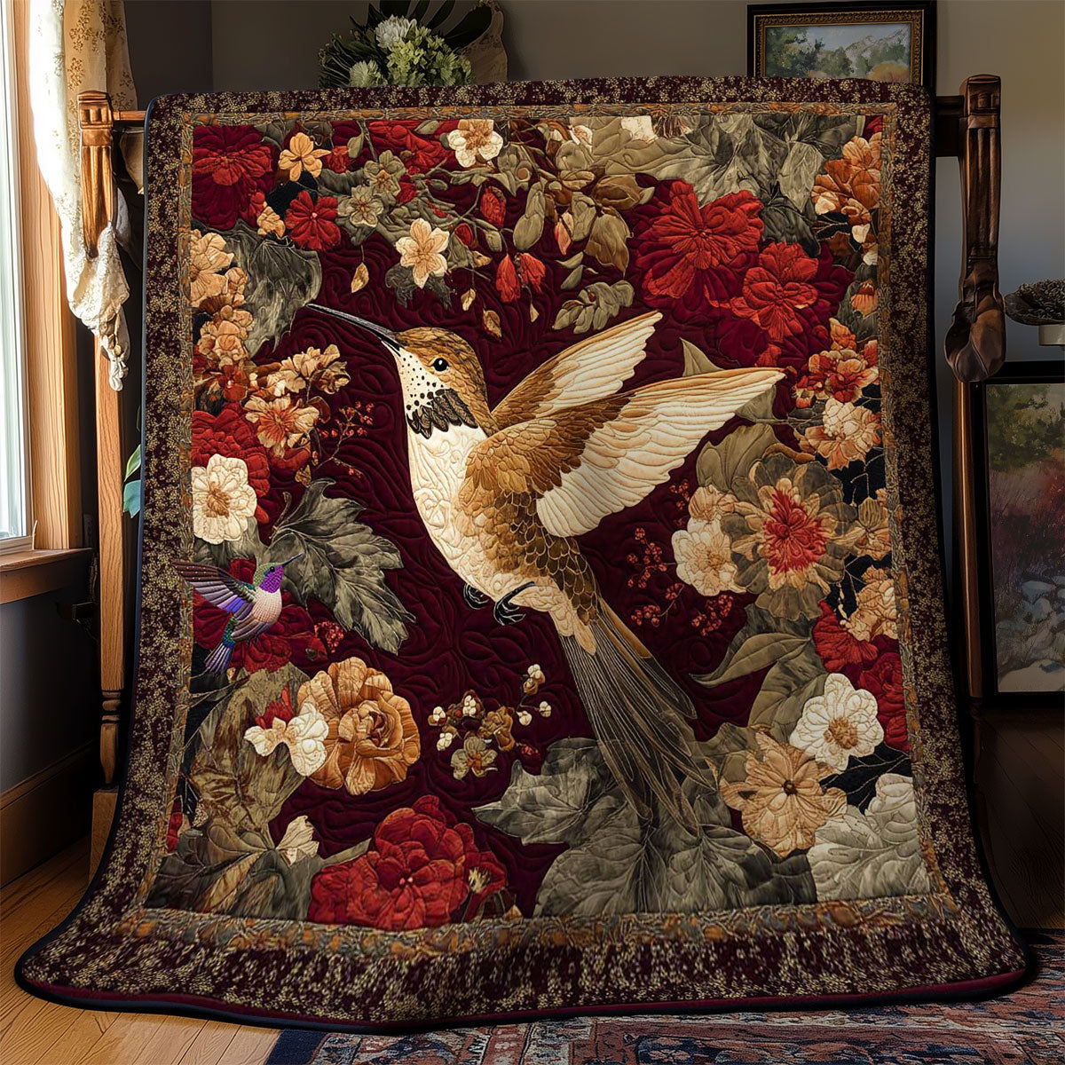 Floral Hummingbird WN0811017CL Quilt