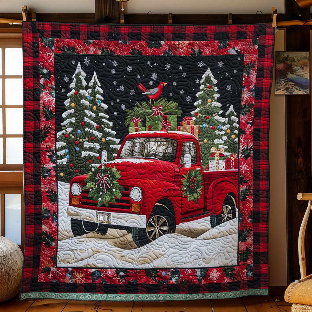 Festive Red Truck Journey WN1109006CL Quilt