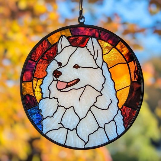 Samoyed WJ1411050CL Stained Glass Suncatcher