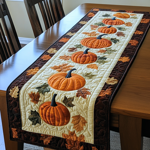 Love Autumn Pumpkins XR1209008CL Quilted Table Runner