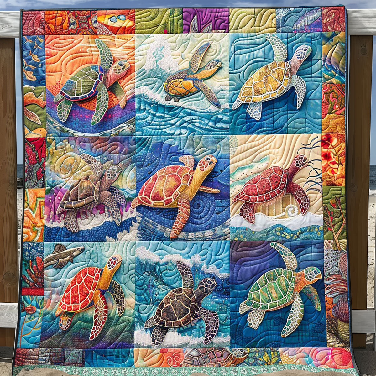 Surfing Turtle WP0409048CL Quilt