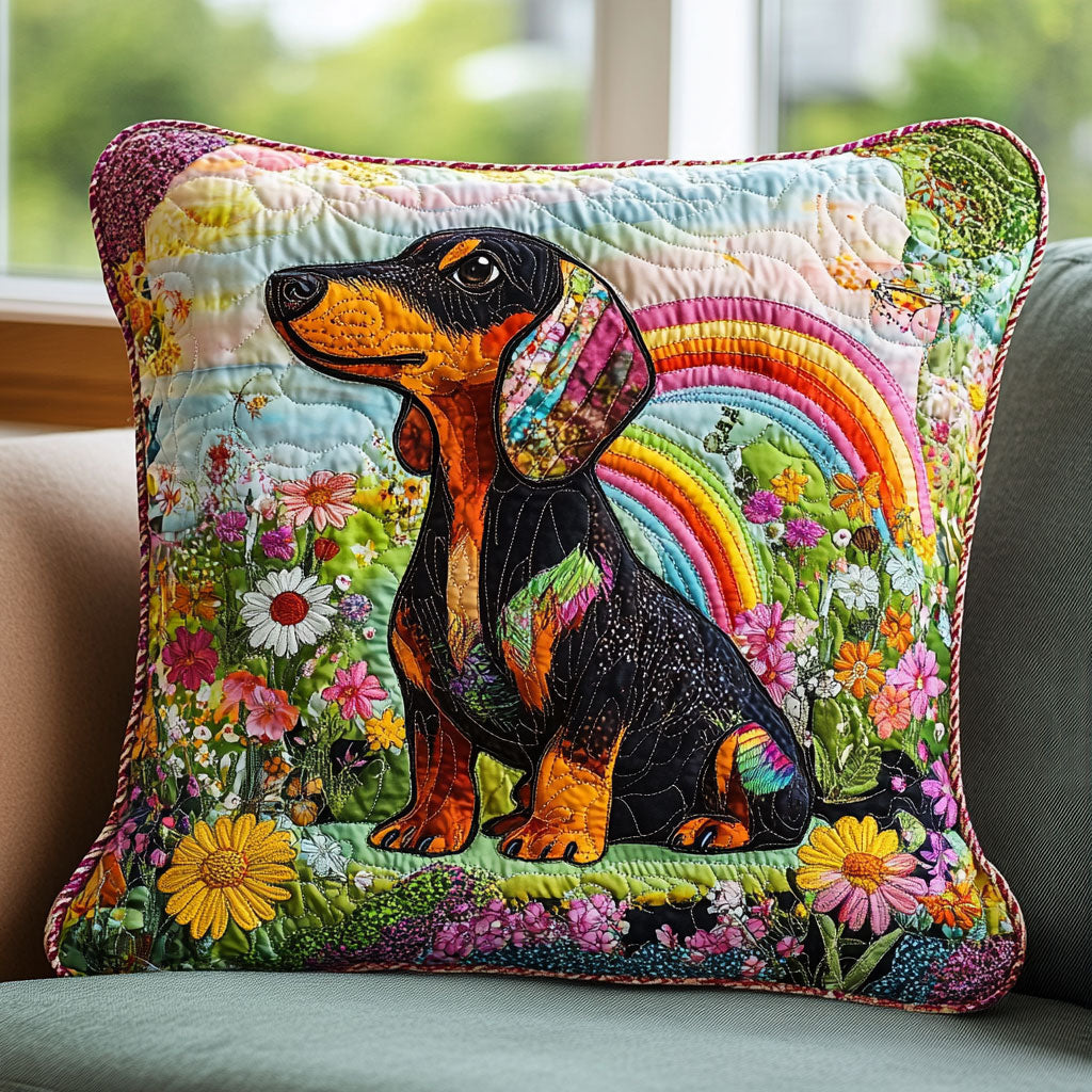 Dachshund Flower Color WT0703035CL Quilt Pillow Case