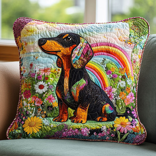 Dachshund Flower Color WT0703035CL Quilt Pillow Case