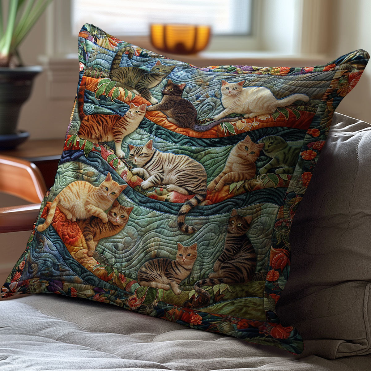 Kitten Playing In Tree WY2701036CL Quilt Pillow Case