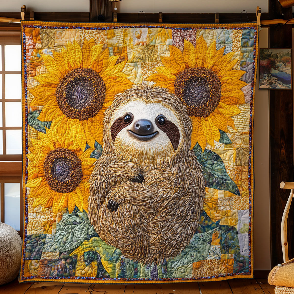 Sloth In Sunflower WY0202056CL Quilt