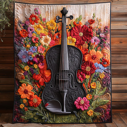 Floral Black Violin CW0606009CL Quilt