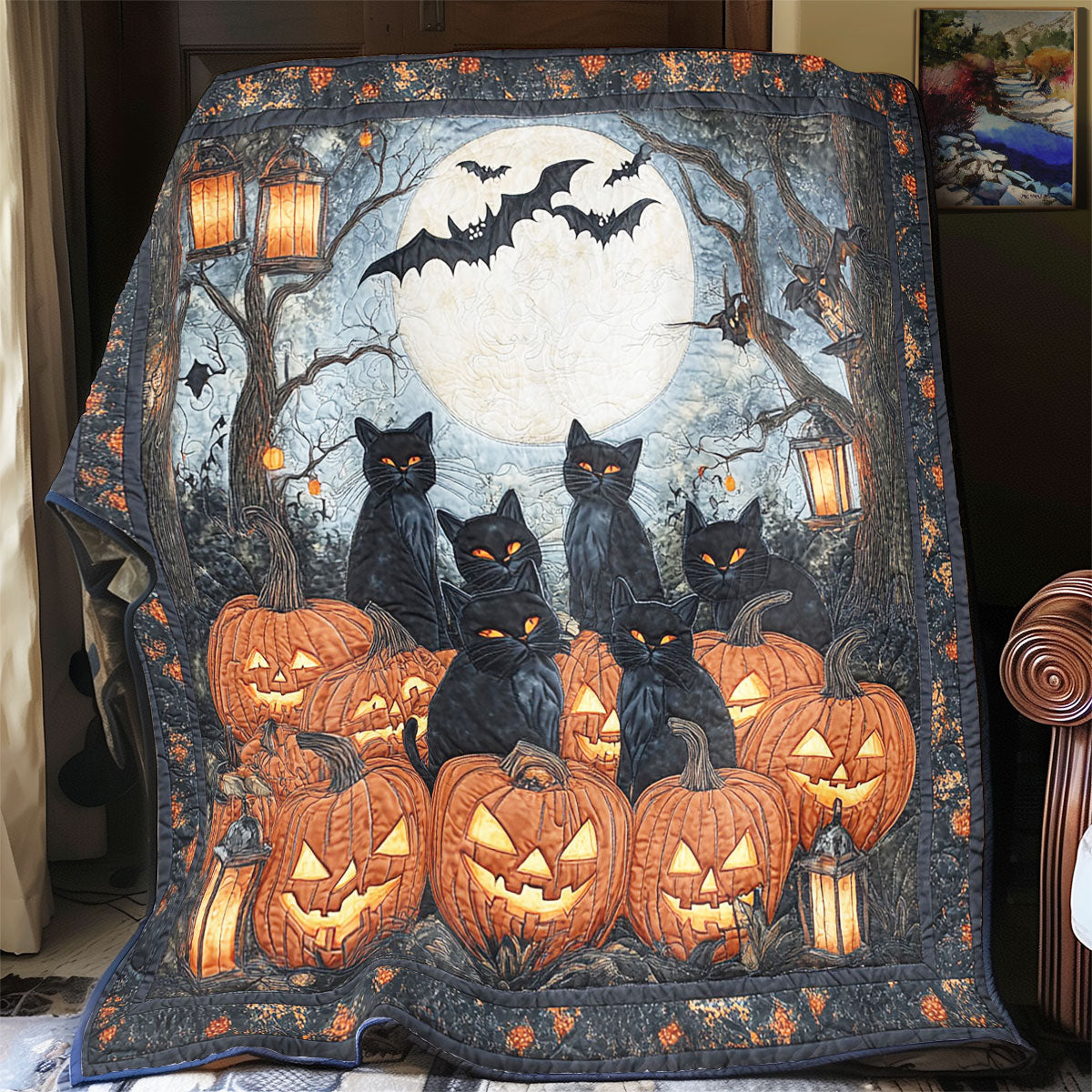 Mystic Pumpkin Cat CW3107039CL Quilt