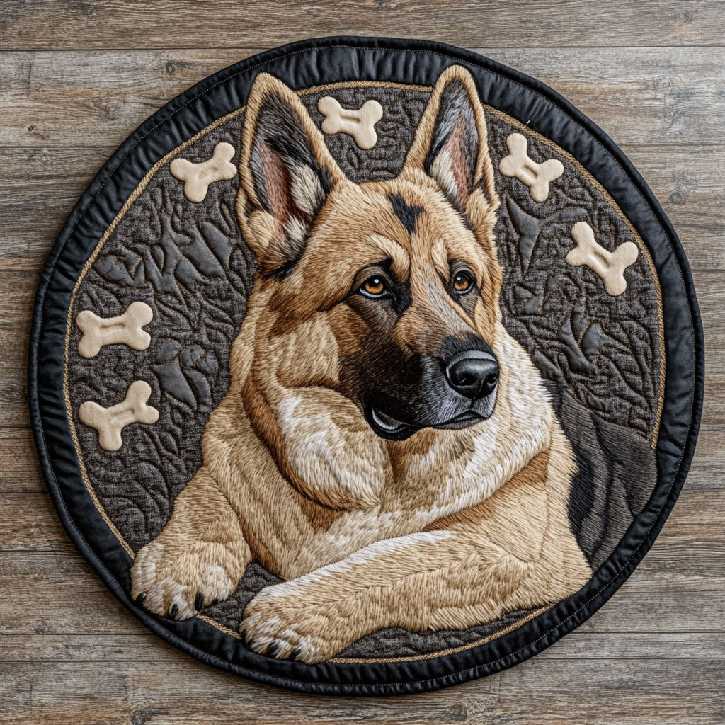 Laying German Shepherd CP2104009CL Quilted Round Mat