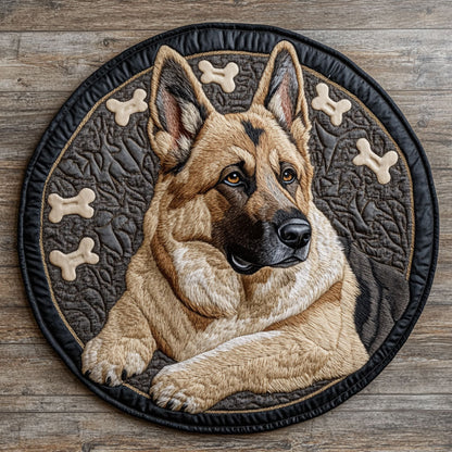 Laying German Shepherd CP2104009CL Quilted Round Mat