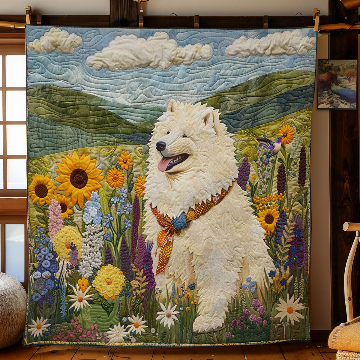 Samoyed In Bloom WN2210007CL Quilt