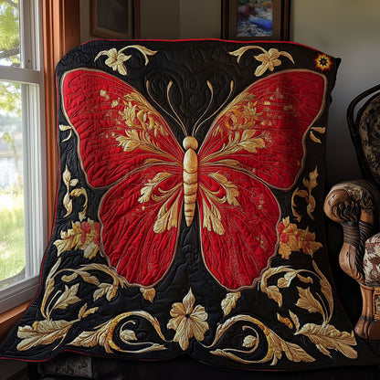 Red Gold Butterfly WY1012044CL Quilt
