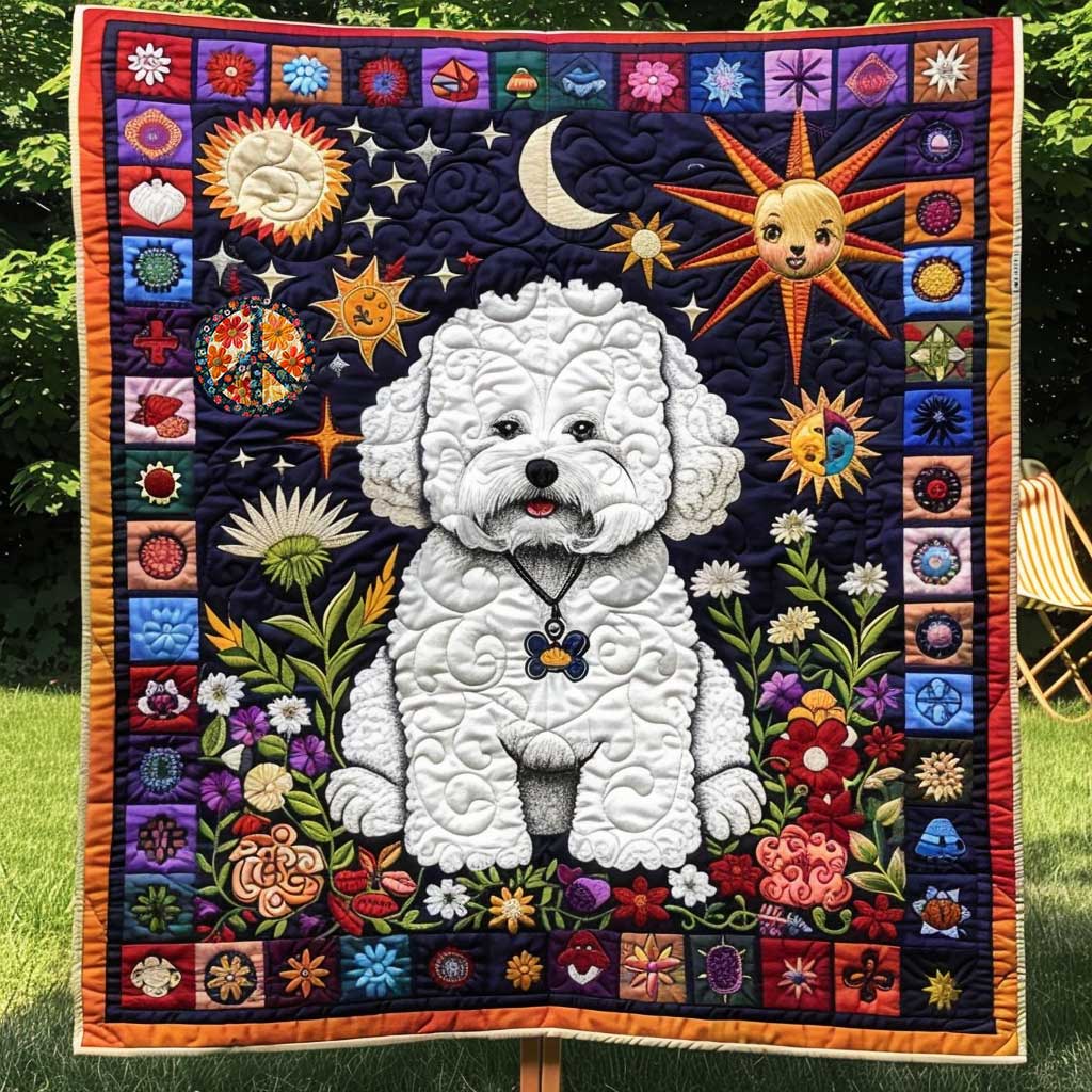 Bichon Frise Moon Petals WN1210019CL Quilt