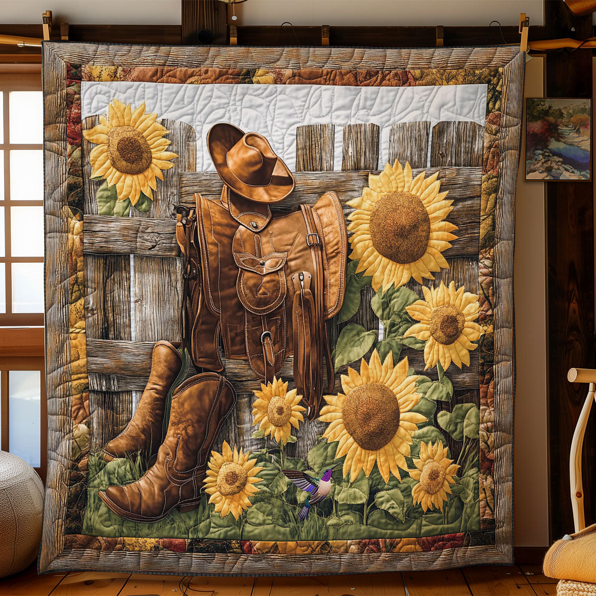 Sunflower Cowboy WY2012065CL Quilt