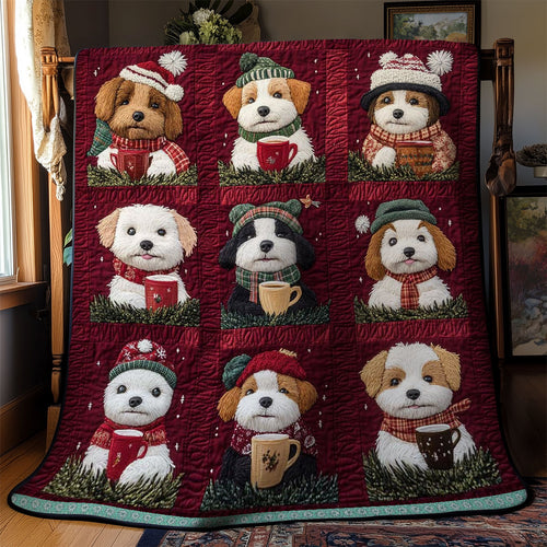 Snuggly Dogs With Hot Cups WN3009017CL Quilt