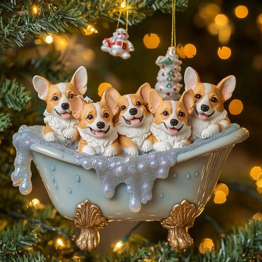 Jingle Corgi Bath WN1610088CL Christmas Ornament