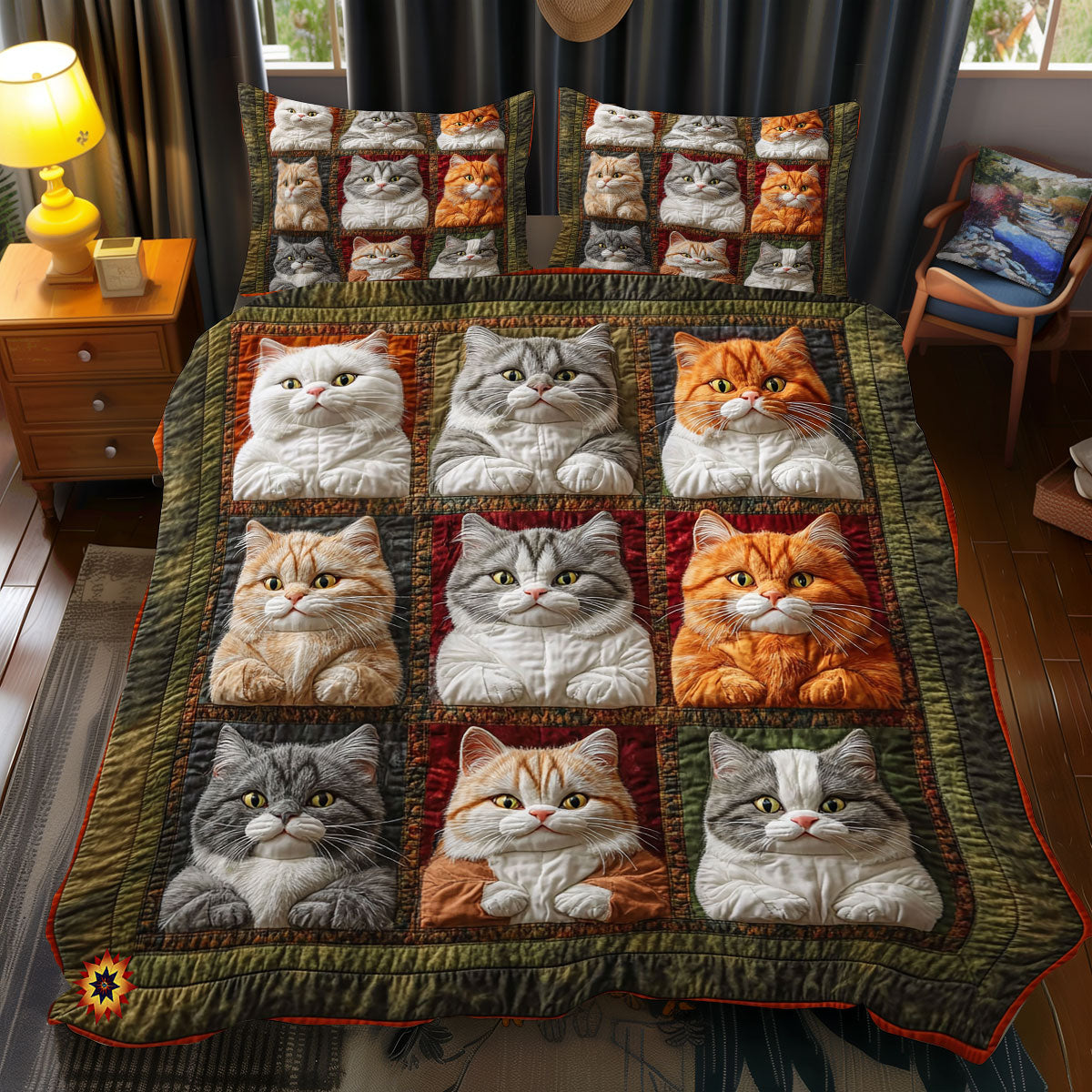 Fluffy Cat Patchwork WX2612096CL Duvet Cover Set