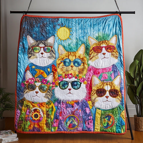 Hippie Cat Gang WU0412010CL Quilt