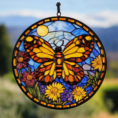 Butterfly WJ1510032CL Stained Glass Suncatcher