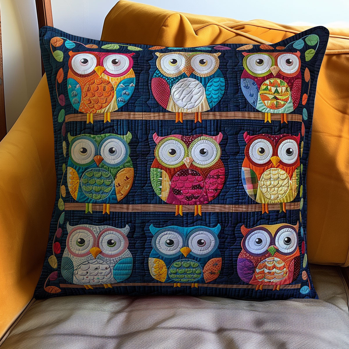 Colorful Owl WJ0410032CL Quilt Pillow Case