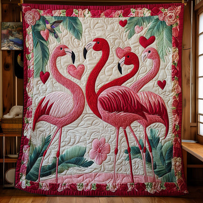 Heart Flamingo WY0512019CL Quilt