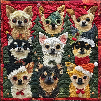 Cartoon Christmas Chihuahuas XR1508017CL Quilt