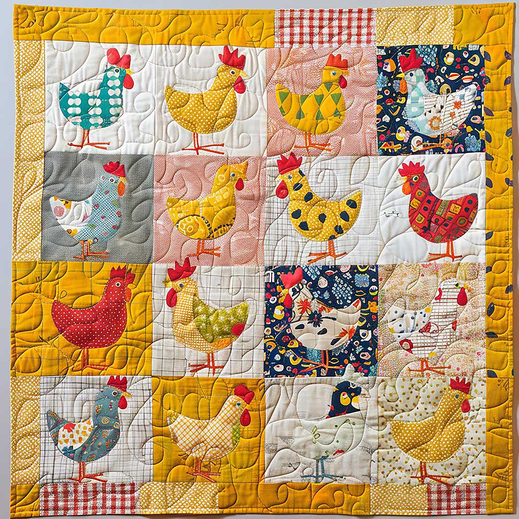 Cartoon Yellow Chickens WM2407008CL Quilt