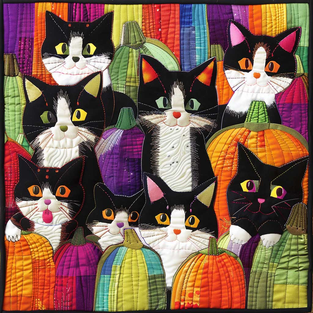 Cat And Colorful Pumpkin XR0409030CL Quilt