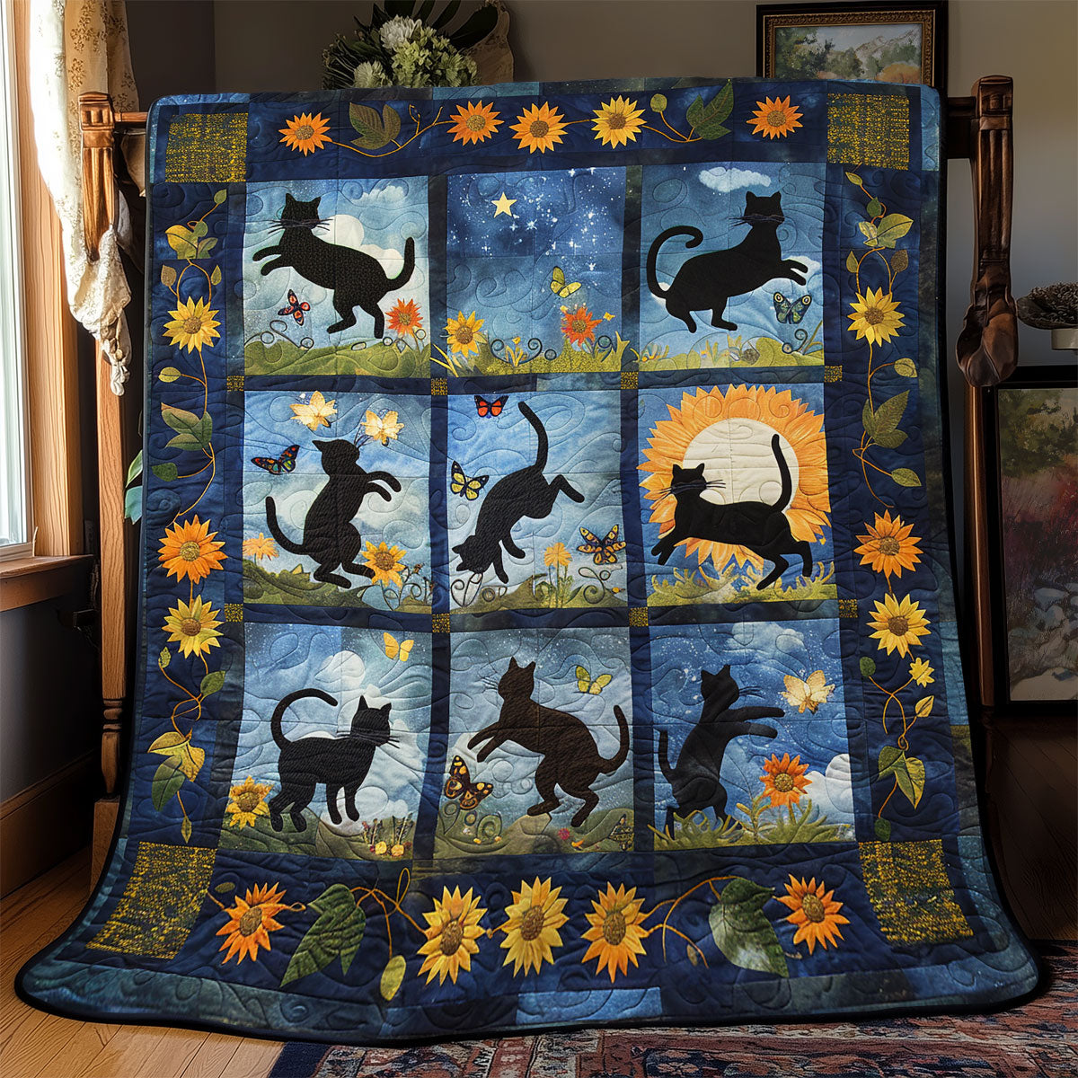 Cat In Bloom YR1802020CL Quilt