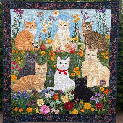 Cat In Flower Garden XR0708001CL Quilt