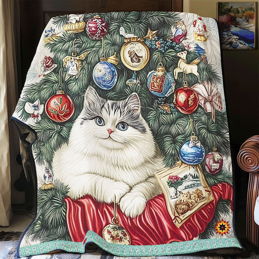 Cat Under The Christmas Tree WU1612018CL Quilt