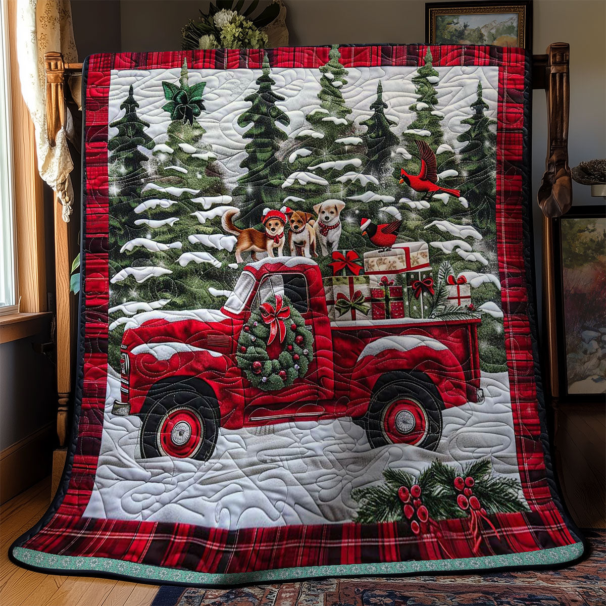 Chihuahua Joy On Red Truck WN1109026CL Quilt