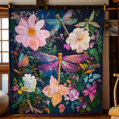 Flower Dragonfly Garden WY1811036CL Quilt