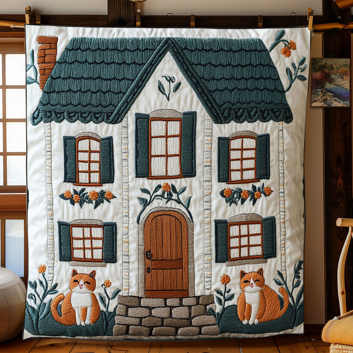 Cozy Cottage Cat WJ1902006CL Quilt