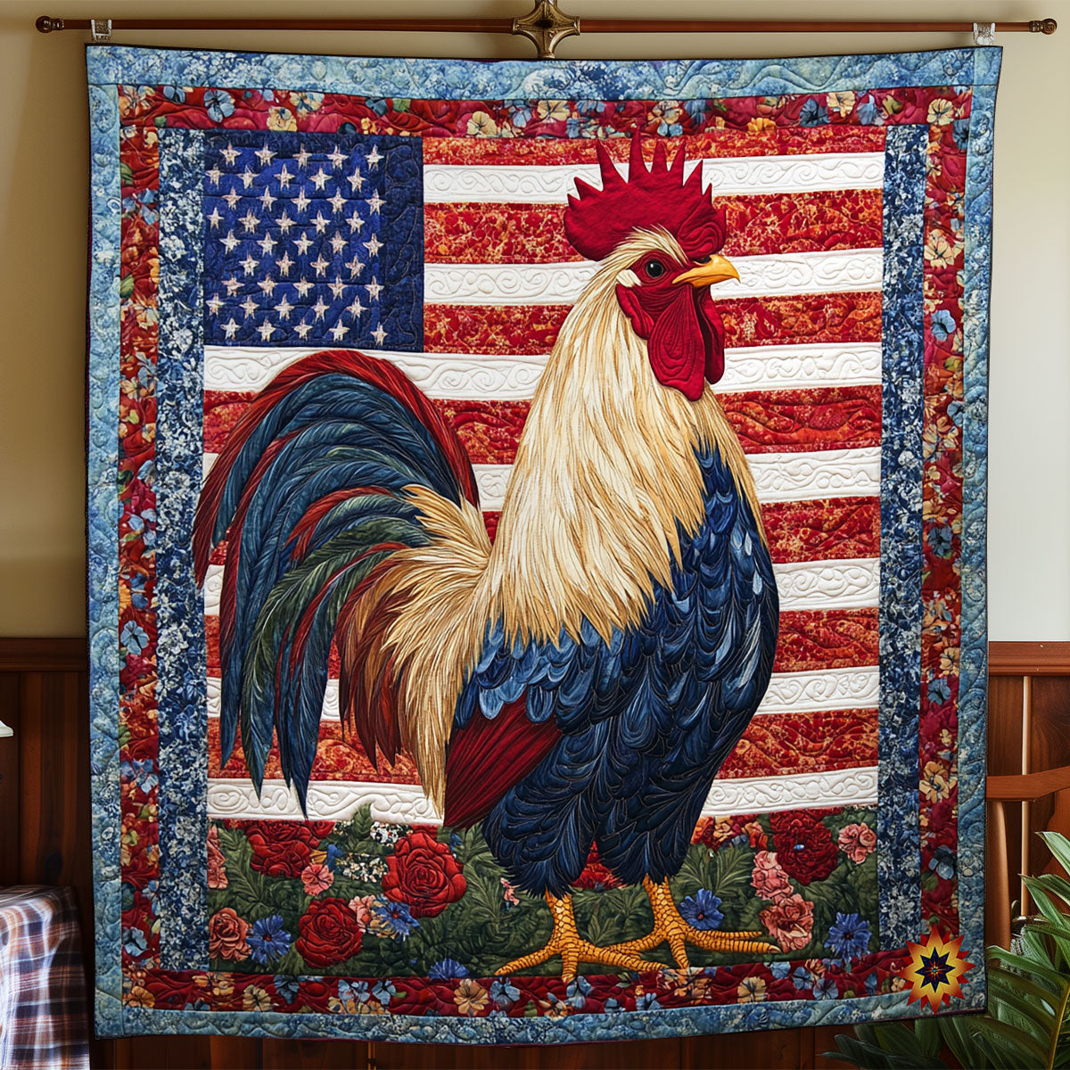 America Rooster WY2111042CL Quilt