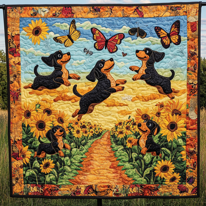 Dachshund's Floral Run WN2409024CL Quilt