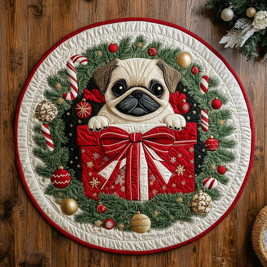 Cozy Gift Pug CW1109005CL Quilted Round Mat