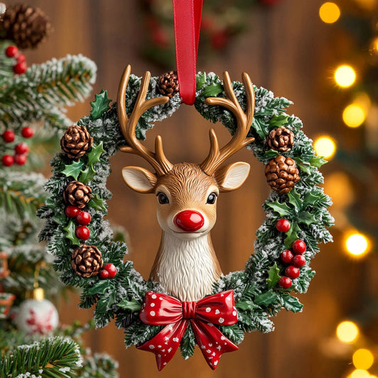 Whimsical Reindeer Wreath Ornament XK1510006CL Christmas Ornament