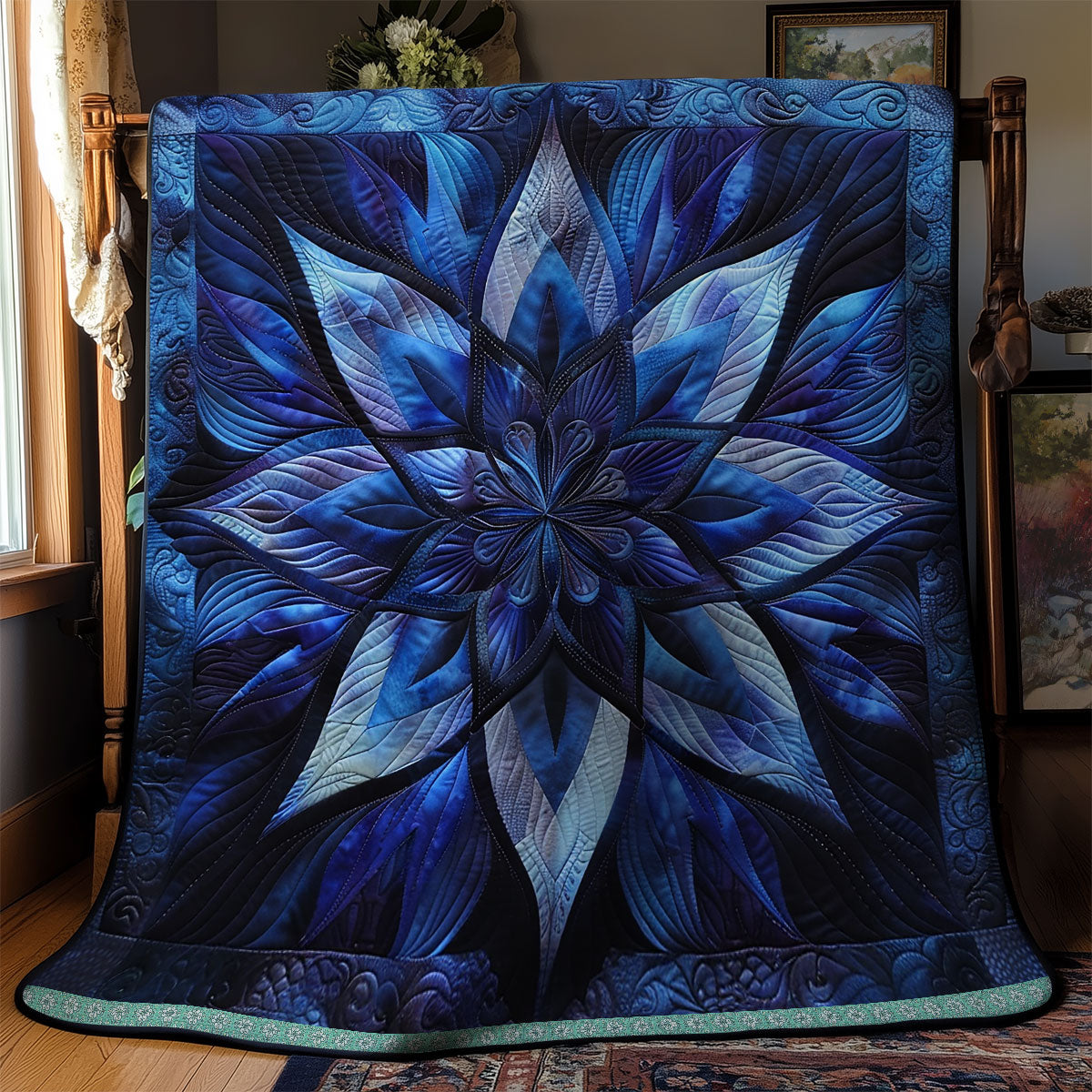 Ethereal Blue Blooms WN1309051CL Quilt