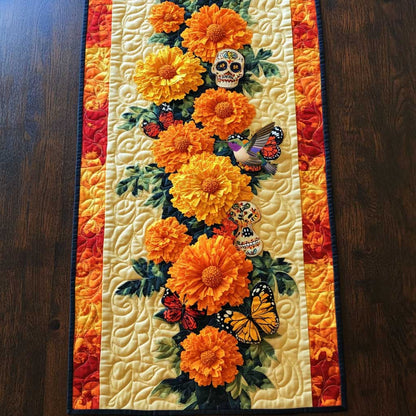 Marigold Skulls WN0111032CL Quilted Table Runner