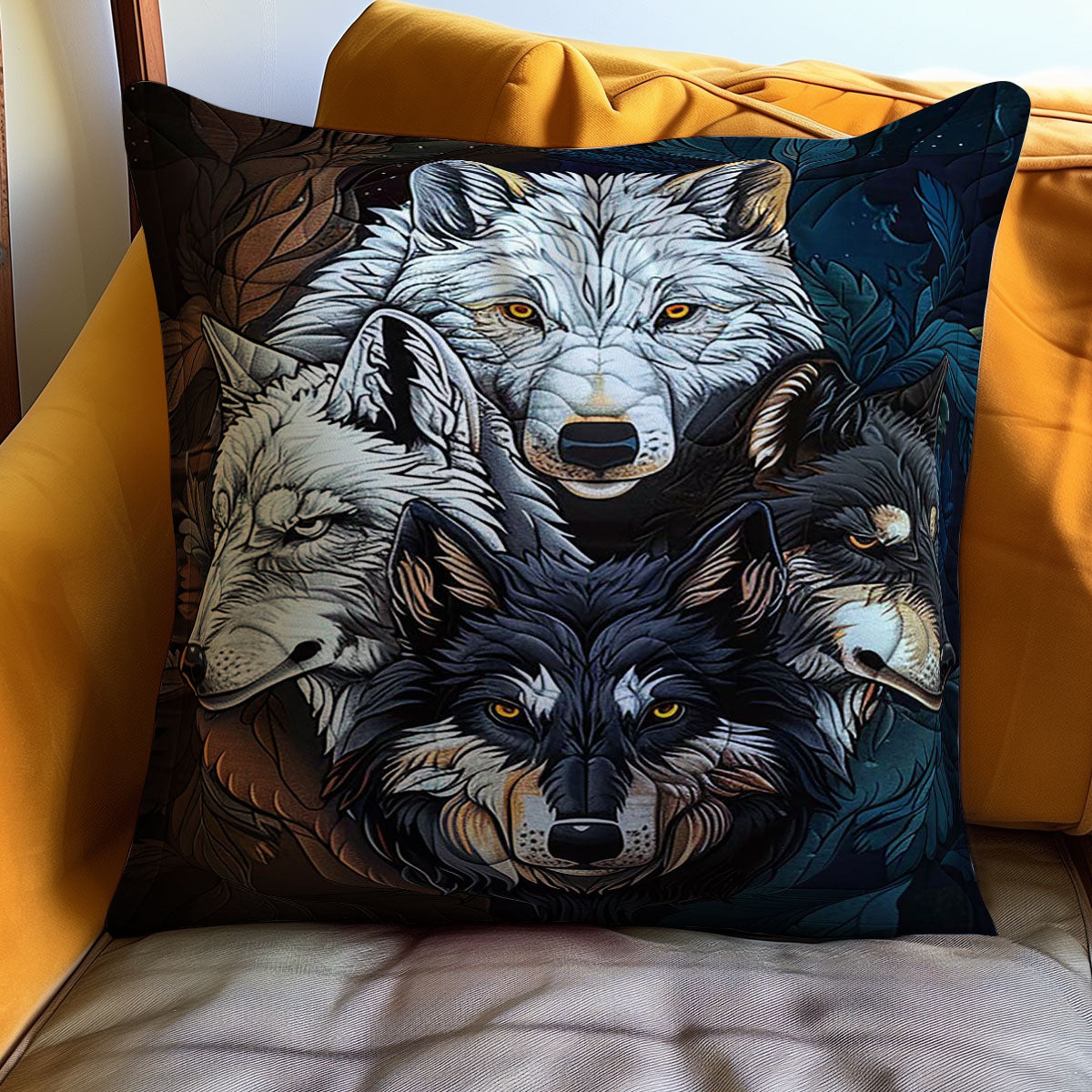 Native American Wolf WJ0810039CL Quilt Pillow Case