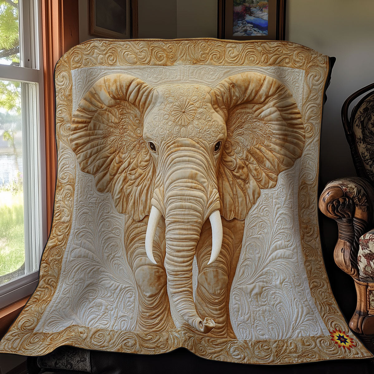 Abstract Elephant WY2111035CL Quilt