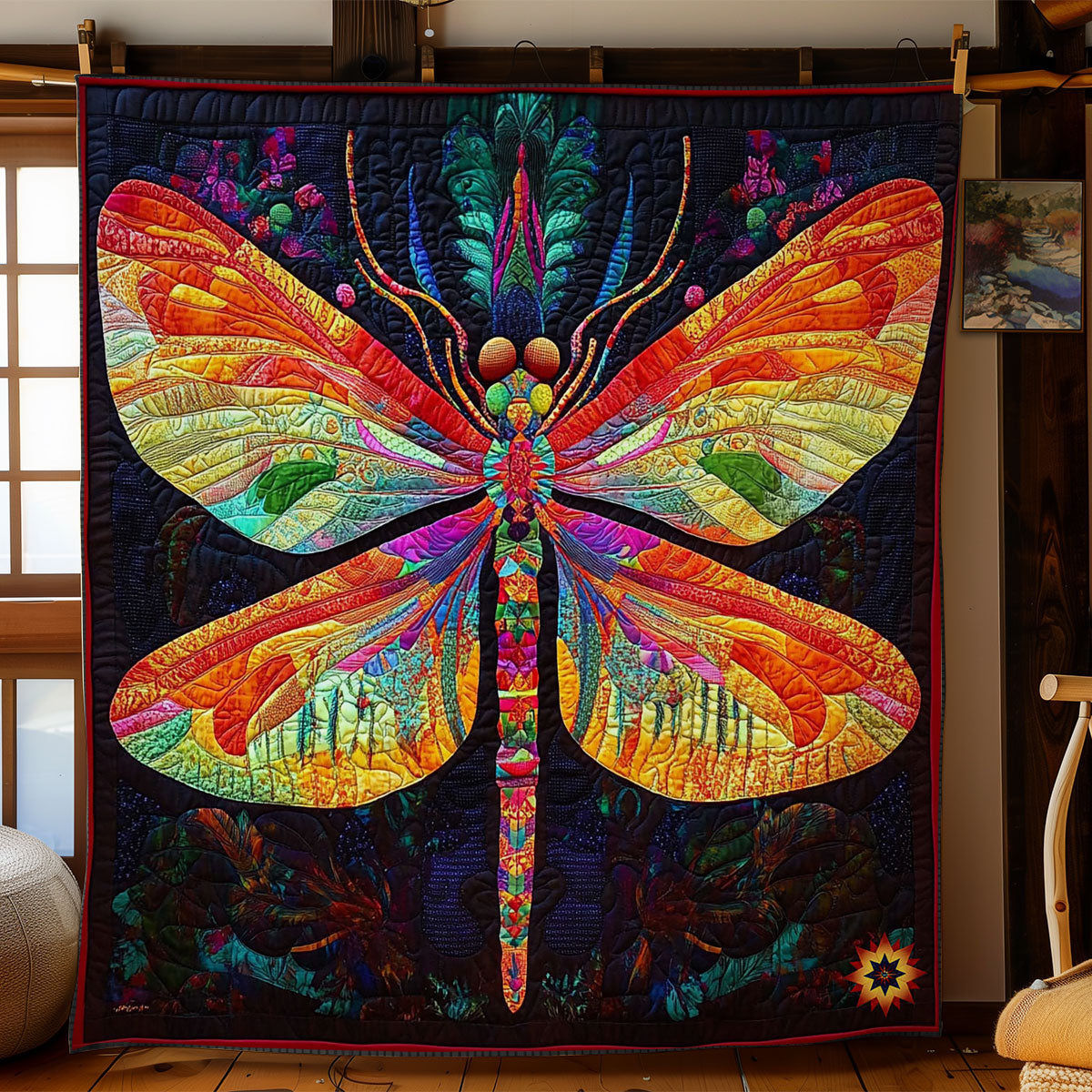 Colorful Abstract Dragonfly WY1012028CL Quilt