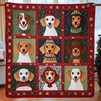 Joyful Christmas Dachshunds XR2009024CL Quilt